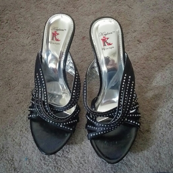 Black and silver high heels 7 1/2