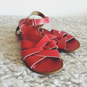 Salt Water Original Red Leather Sandals