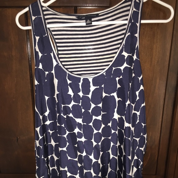 Navy print silk tank top size M from BR