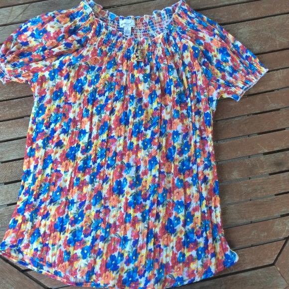 Kim Rogers Flowered Peasant Blouse