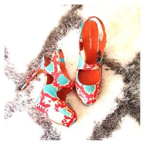 Via Spiga Snakeskin Slingbacks