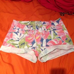 floral jean shorts