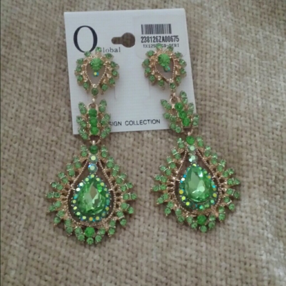 Green Rhinestone Earrings