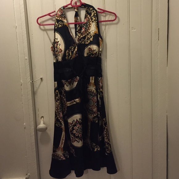 Black dress with oriental design