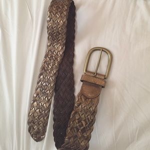 Linea Pelle genuine leather belt.  Metallic/gold