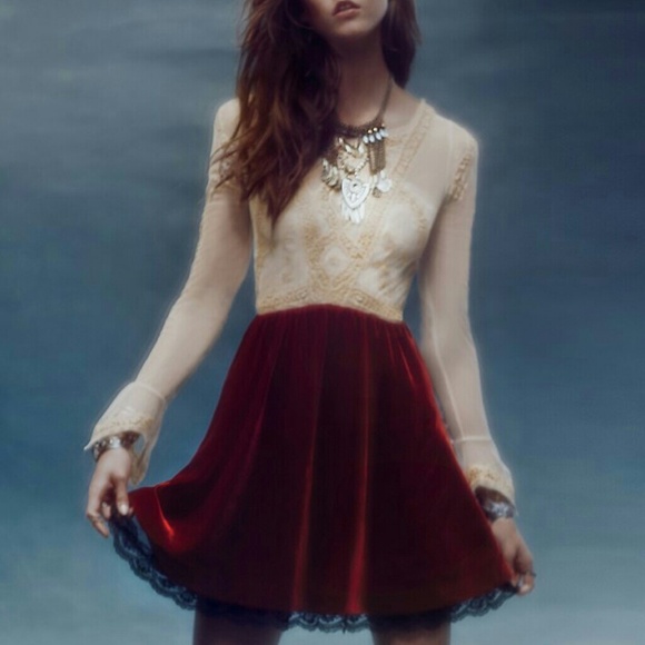 ISO Free People V For Victorian Velvet Mini Dress - Picture 1 of 4