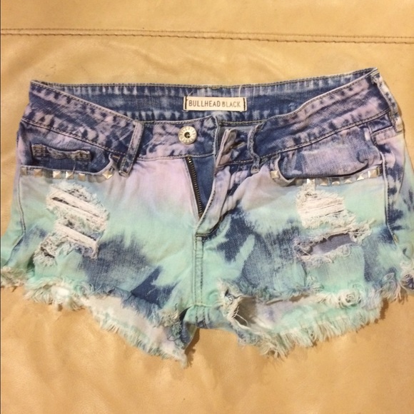 distressed, bleached shorts