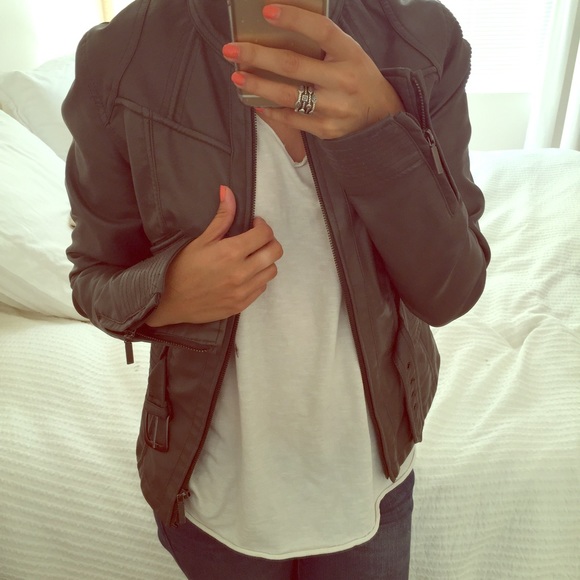 Zara Jackets & Blazers - Faux Leather Gray Jacket