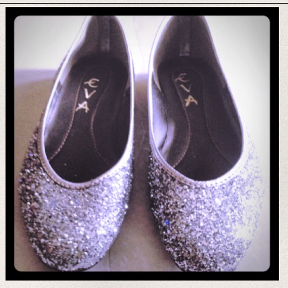 Silver glitter ballet flats