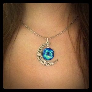 Whimsical Moon Galaxy Necklace