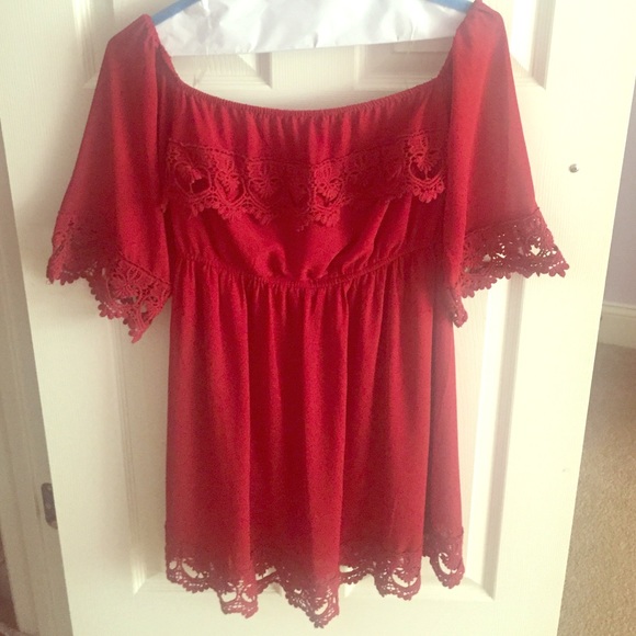 Maroon Umgee Cold-Shoulder Dress
