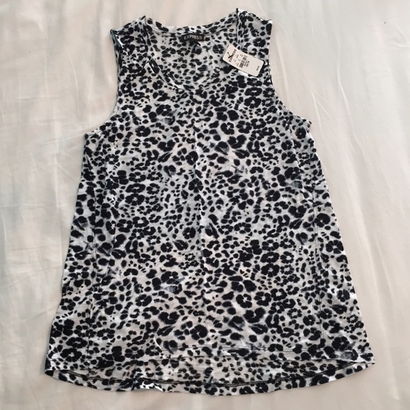 Express Black and White Leopard Print Tank - Picture 1 of 2