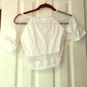 White mesh crop top see through