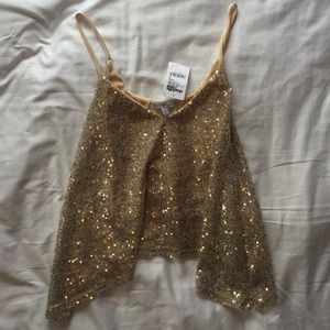 Gold sequin tank