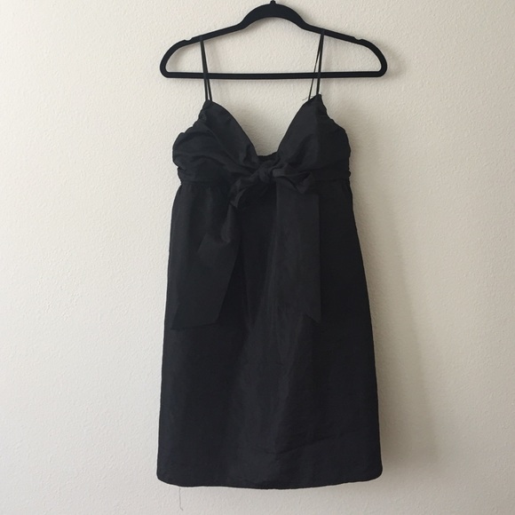 Black Empire waist dress with bow & buttons - Picture 1 of 4