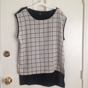 Grid Windowpane Oversized High Low Tank