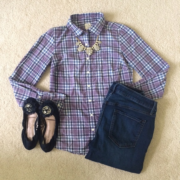 J. Crew Tops - [j. crew] perfect shirt in purple plaid