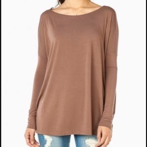 Brown long sleeve piko top