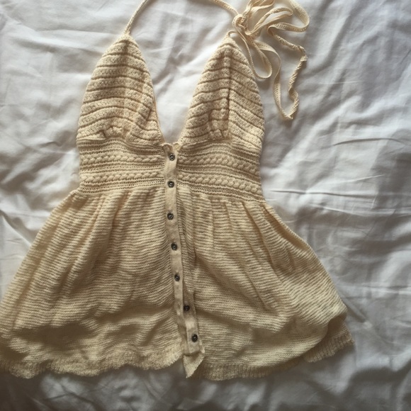 Cream crochet halter top