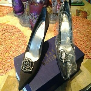 Stuart Weitzman Carnation Black Satin Shoes