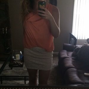 Cute coral and white sequin dress
