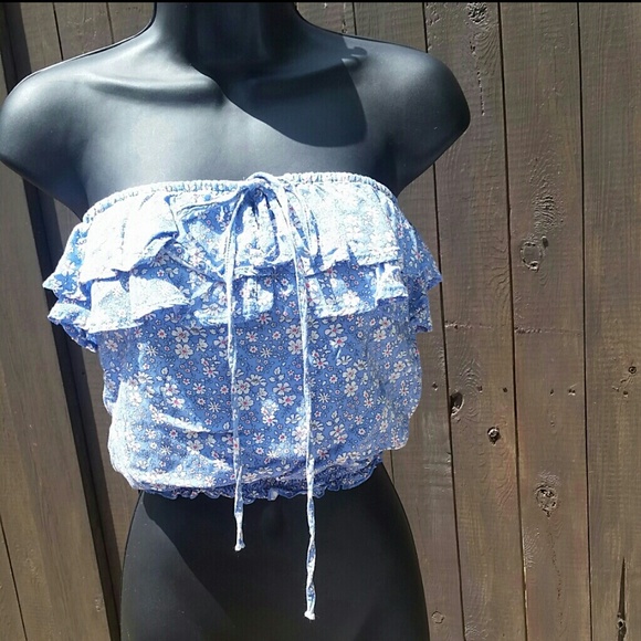 Tops - Blue Floral Tube Top