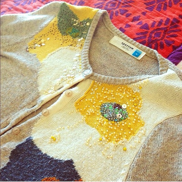 Anthropologie Sparrow sequined floral cardigan