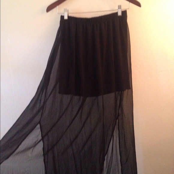 Black chiffon maxi skirt