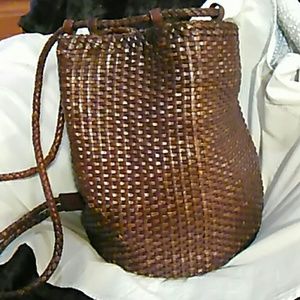 Eddie Bauer bucket backpack brown liner