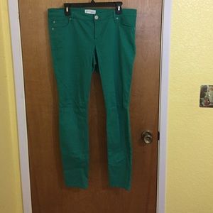 Teal express skinny jeans