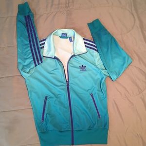 Adidas track jacket ombré teal