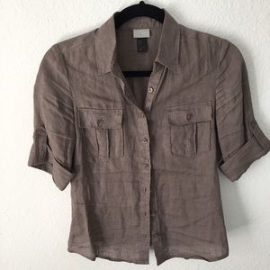 Linen button down top