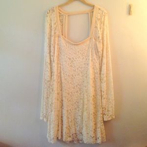 Free People Cream Lace long sleeve dress