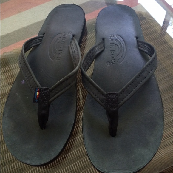 Black Rainbow flip flops