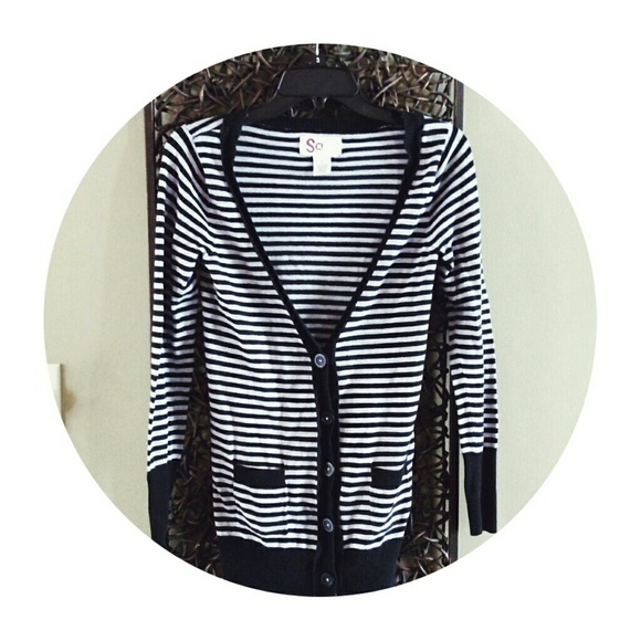Black and Grey Striped Cardigan