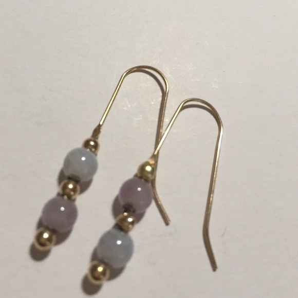 14k dangle and precious stone earrings
