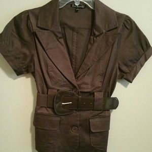 Brown short sleeve shirt/jacket with belt