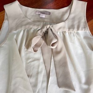 Adorable Cream Silky Top with Bow