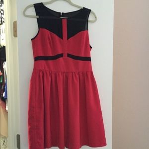 Red and black mesh dress