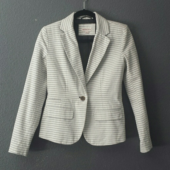 Grey and white Striped blazer