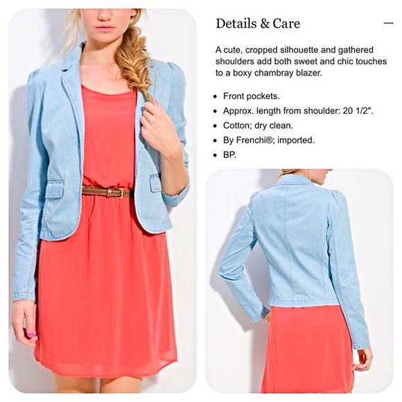 Cropped Chambray Blazer(Reserved) - Picture 2 of 4