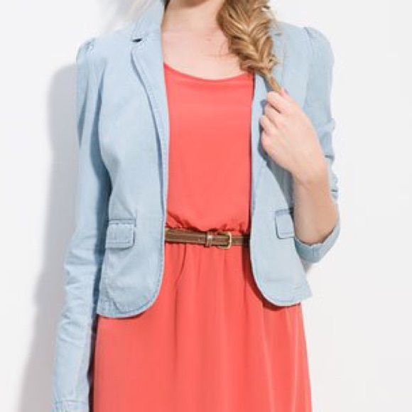 Cropped Chambray Blazer(Reserved)