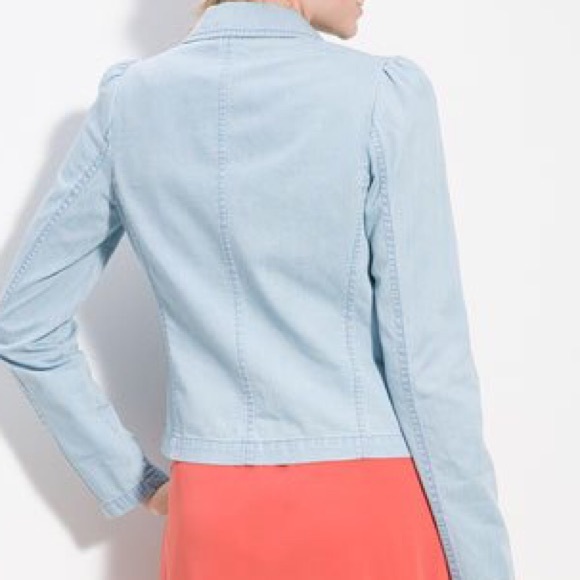 Cropped Chambray Blazer(Reserved) - Picture 3 of 4