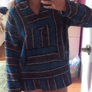 Teal and grey drug rug