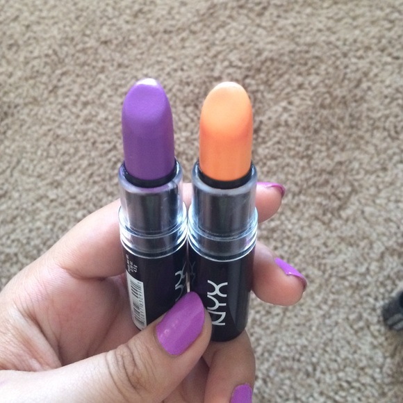 NYX Macaron lipsticks in Violet and Orange Blossom