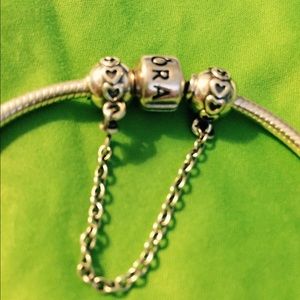 Pandora heart safety chain for bracelet.