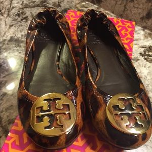 Tory Burch Reva in Leopard with Gold TB logo