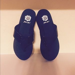 Yellow Box Black Patton Wedge Sandal