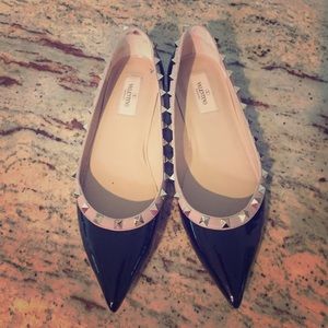Valentino black patent rock stud flats