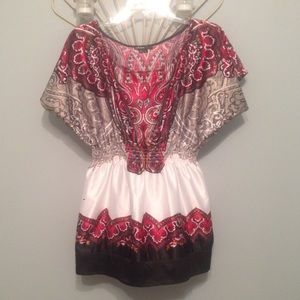 Takara silk classy red white black w/ pulled waist